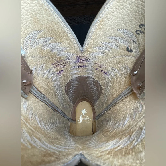 Justin Vintage Genuine Snakeskin Two-Tone Leather Cowboy Boots size 5.5B NWT - Picture 12 of 15